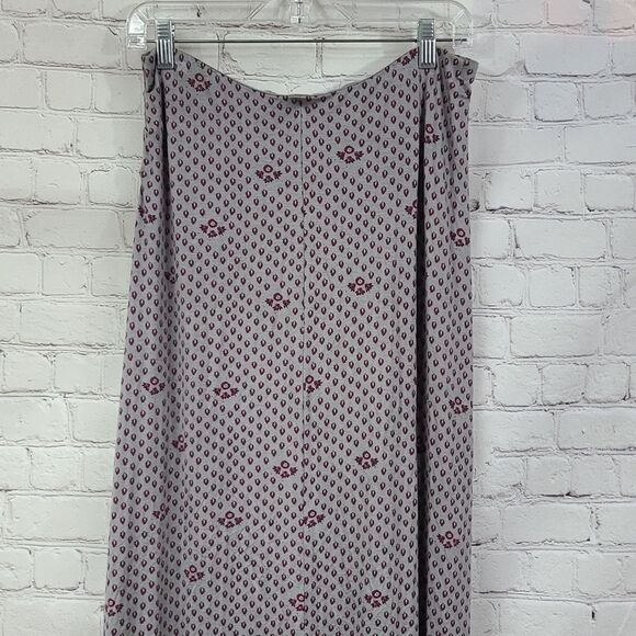 Free People Gray Print Hi-Low Midi Wrap Split Skirt Soft Knit Floral Border Maxi - Picture 8 of 11
